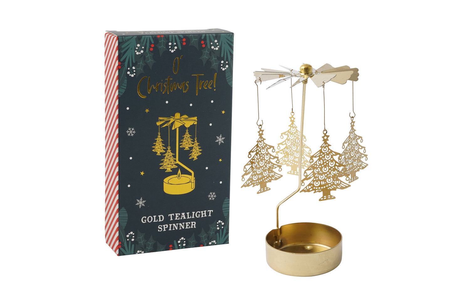 Gold Christmas Tree Tealight Spinner