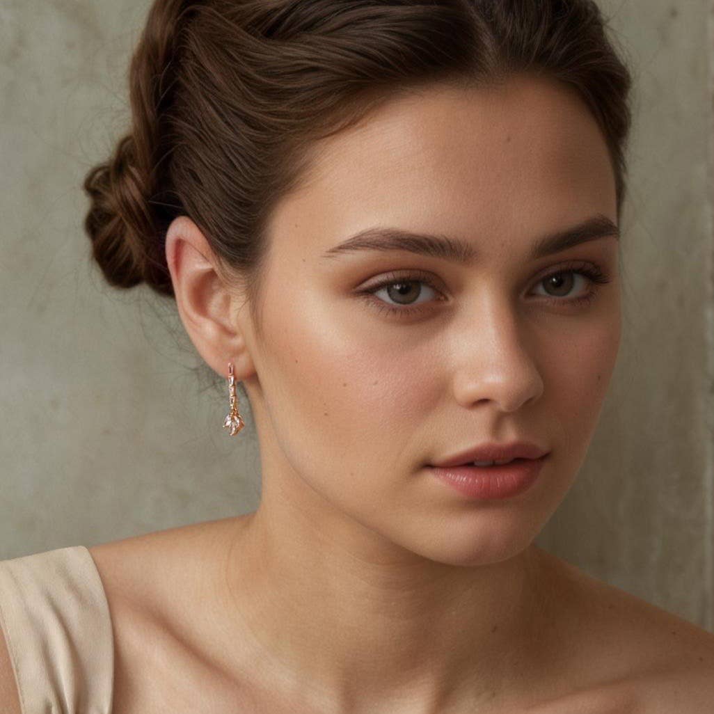 Crystal Petal Bridal Flower Earrings