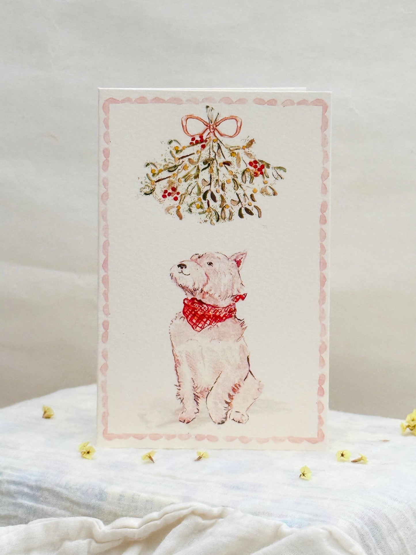 Westie Sweet Pup & Mistletoe Christmas Card