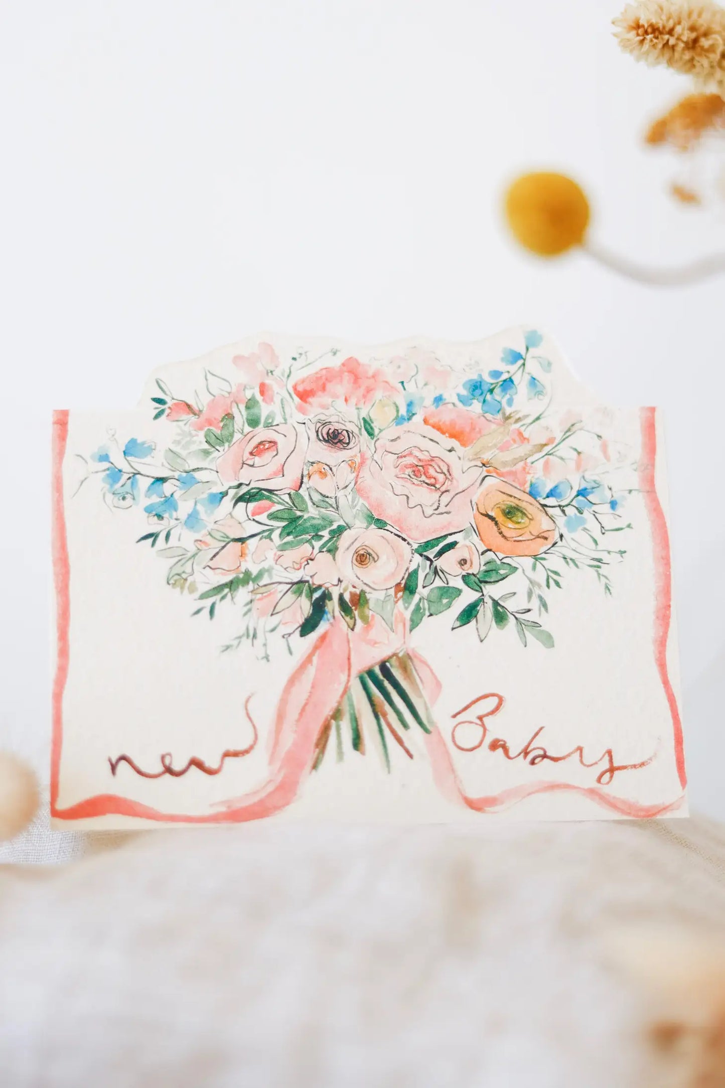 New Baby Bouquet Hand-Cut Card