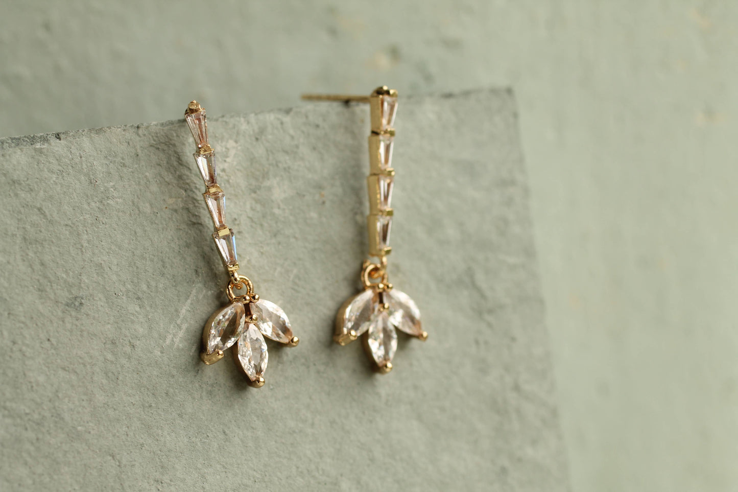 Crystal Petal Bridal Flower Earrings