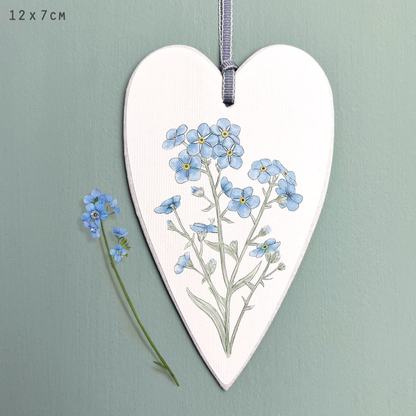 Forget Me Not Wild Flower Heart Tag