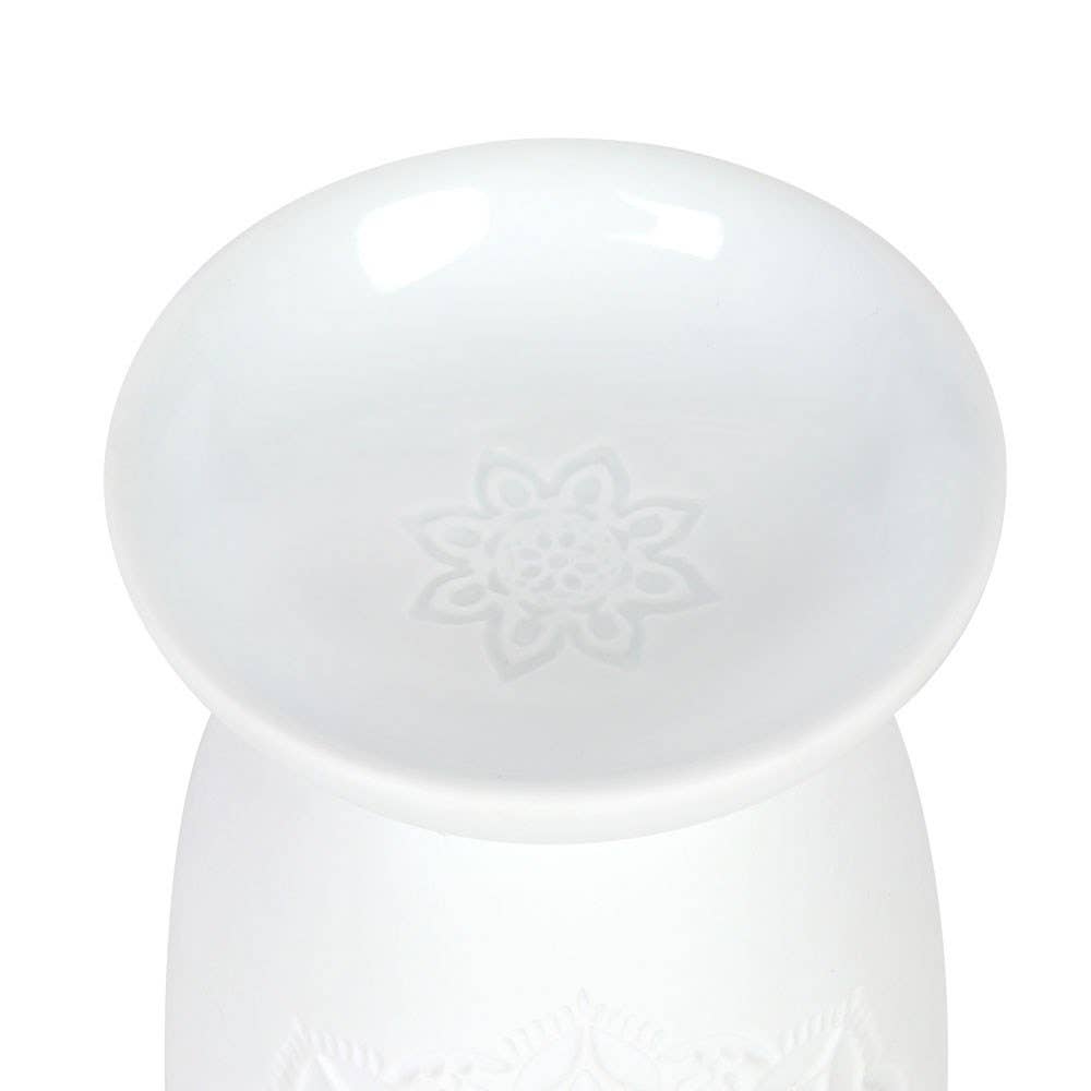 Mandala White Ceramic Wax Burner