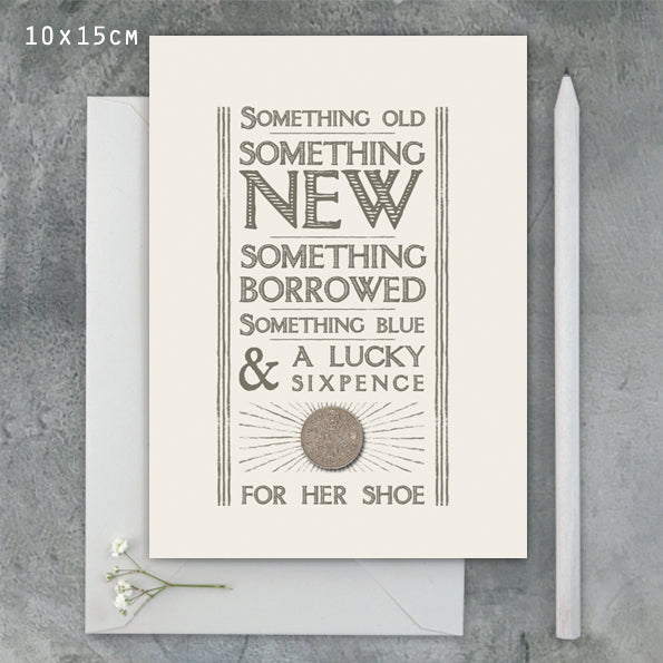 Card Old New Borrowed Sixpence