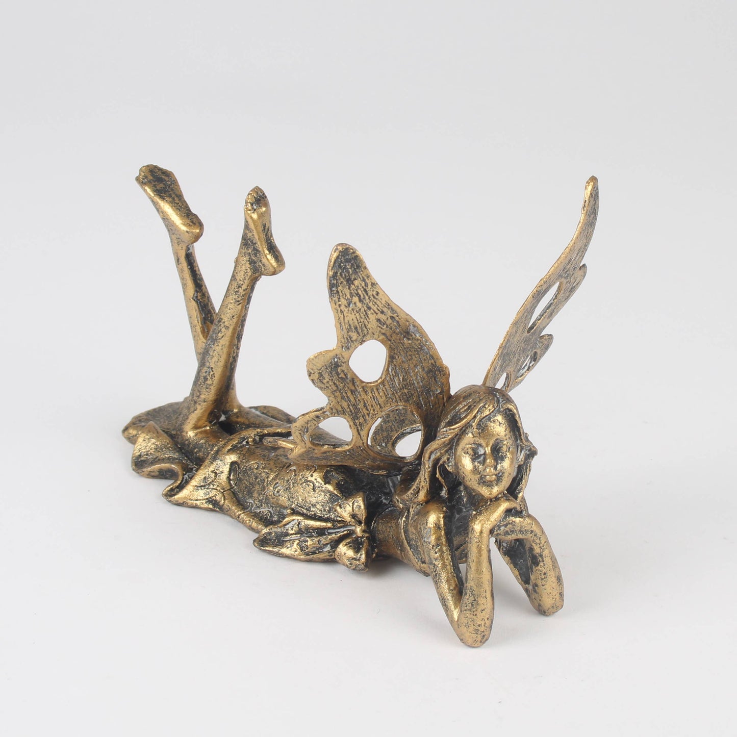 Gold Fairy Figurine – Lying Metal Fairy Ornament