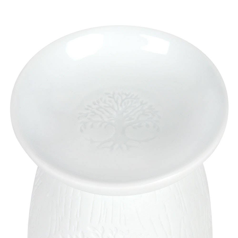 Tree of Life White Ceramic Wax Burner