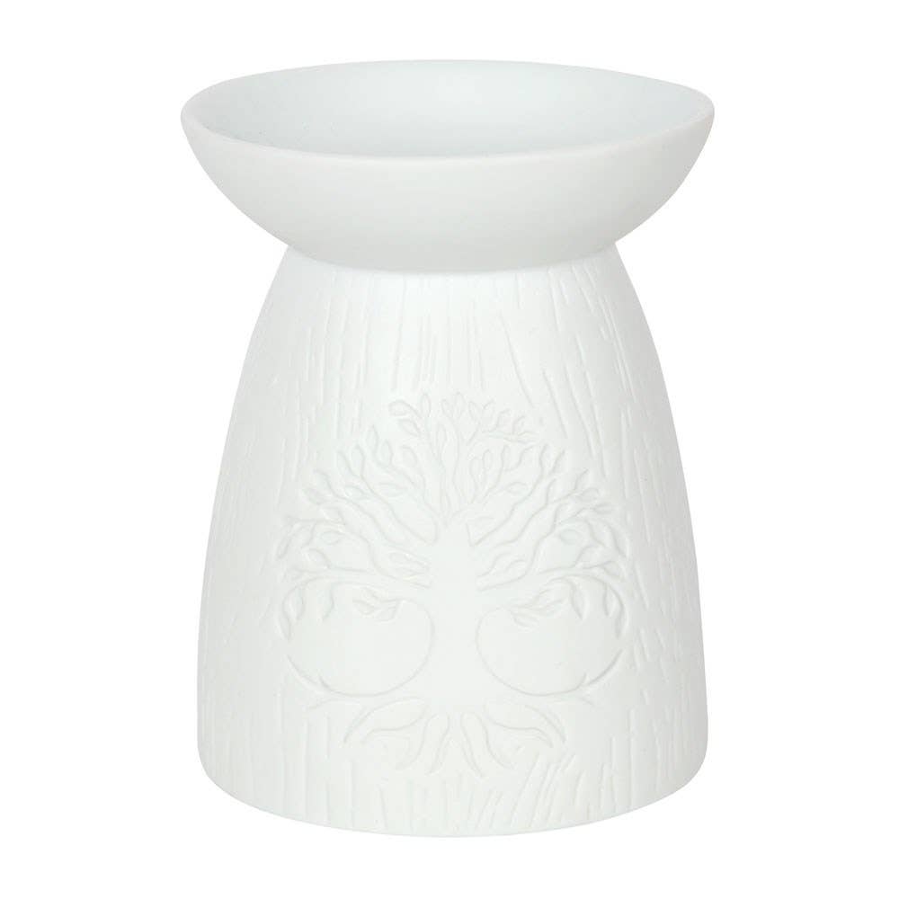 Tree of Life White Ceramic Wax Burner