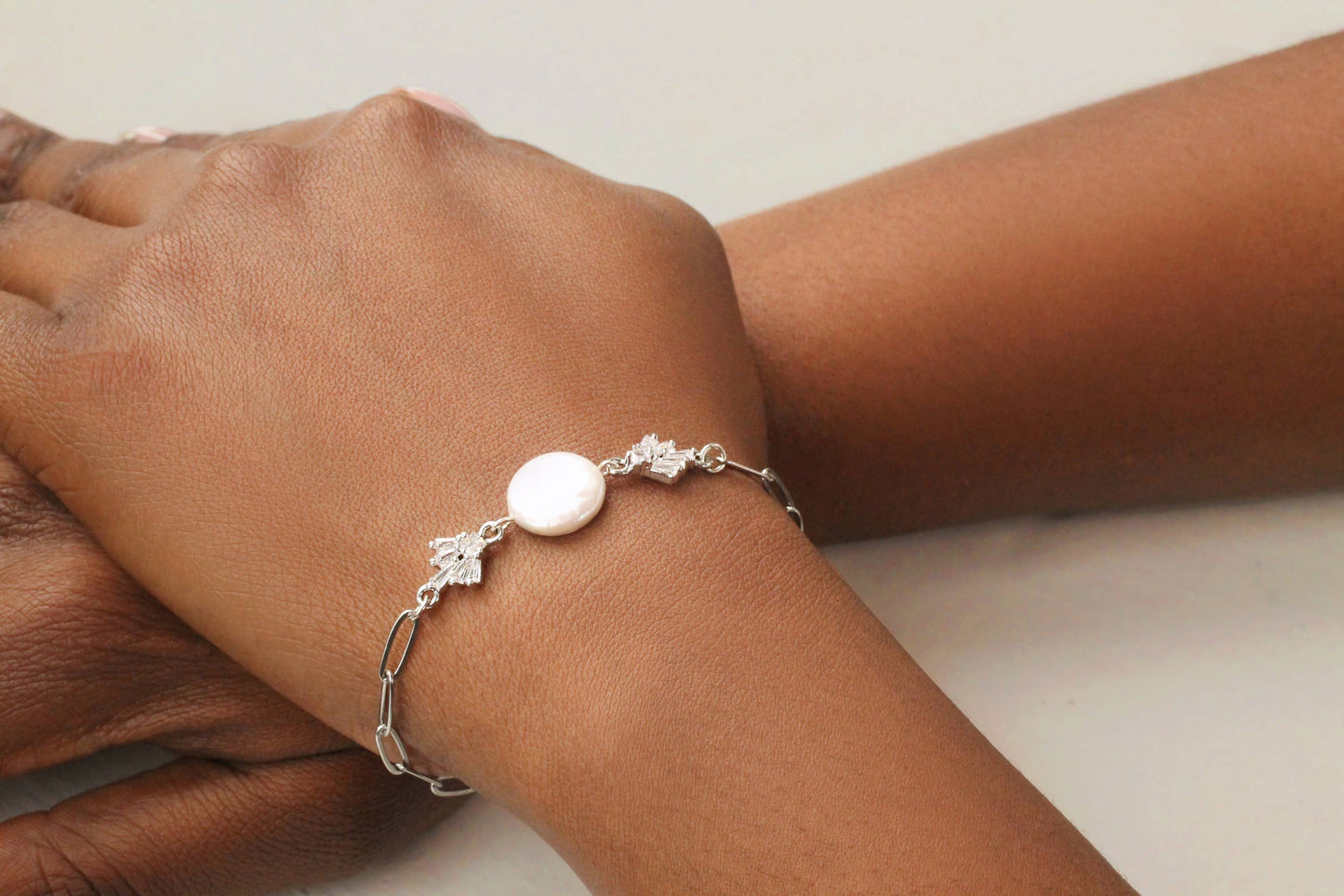 Gold Art Deco Freshwater Pearl Chain Bracelet