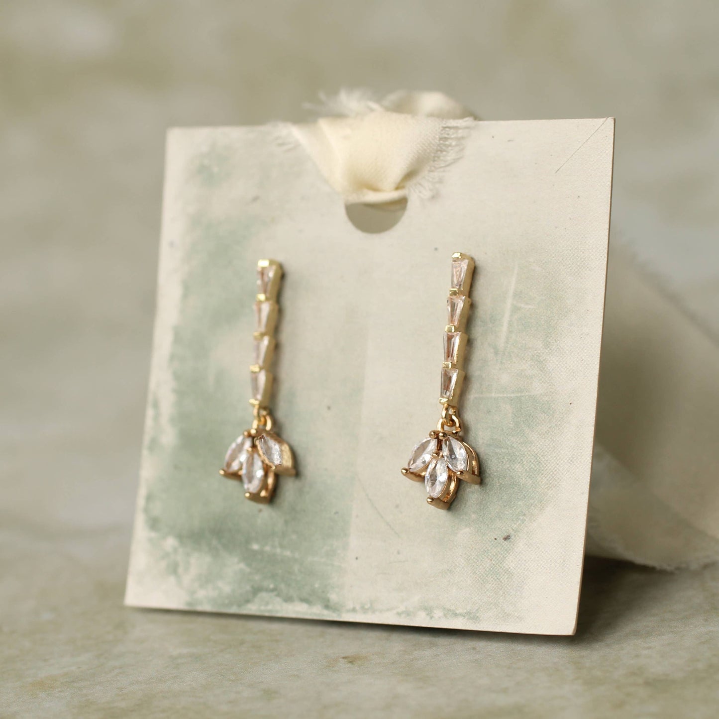 Crystal Petal Bridal Flower Earrings