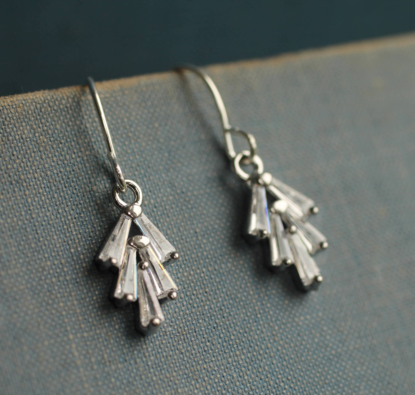 Silver Art Deco Crystal Earrings