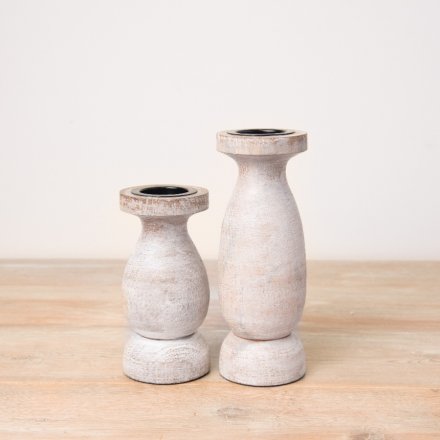Wooden Pillar Candle Holder