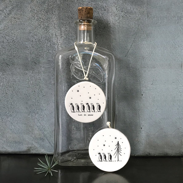 Let It Snow Flat Porcelain Bauble