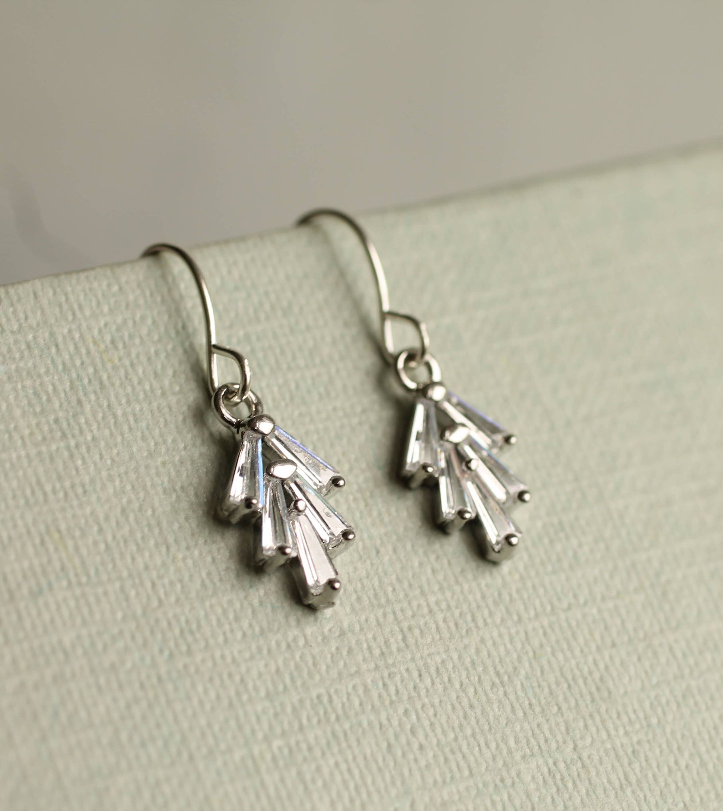 Silver Art Deco Crystal Earrings