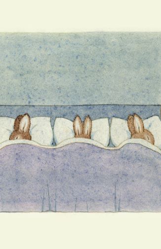 Rabbits in Bed Gift Tag Set of 6