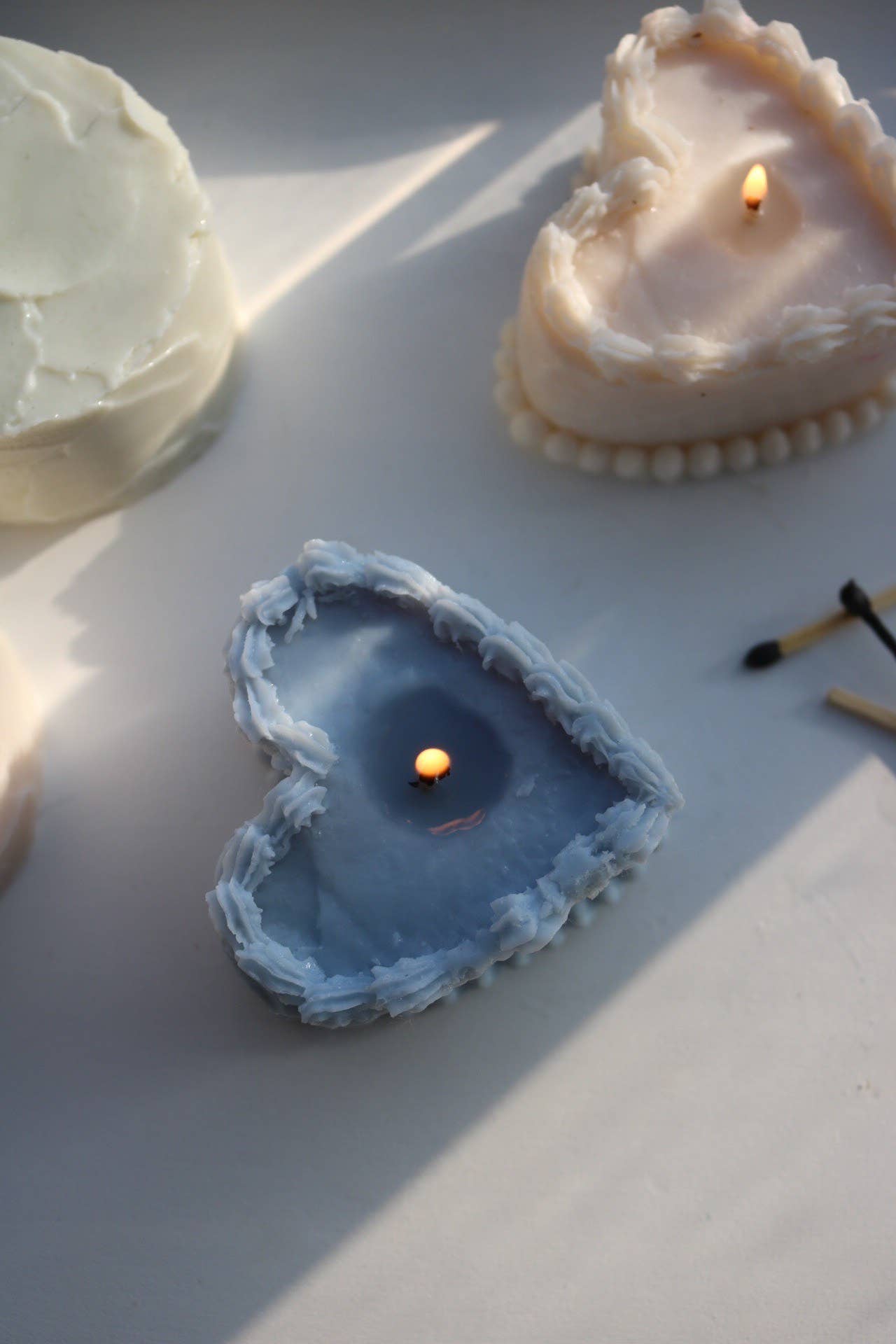 Beige Heart Cake Candle