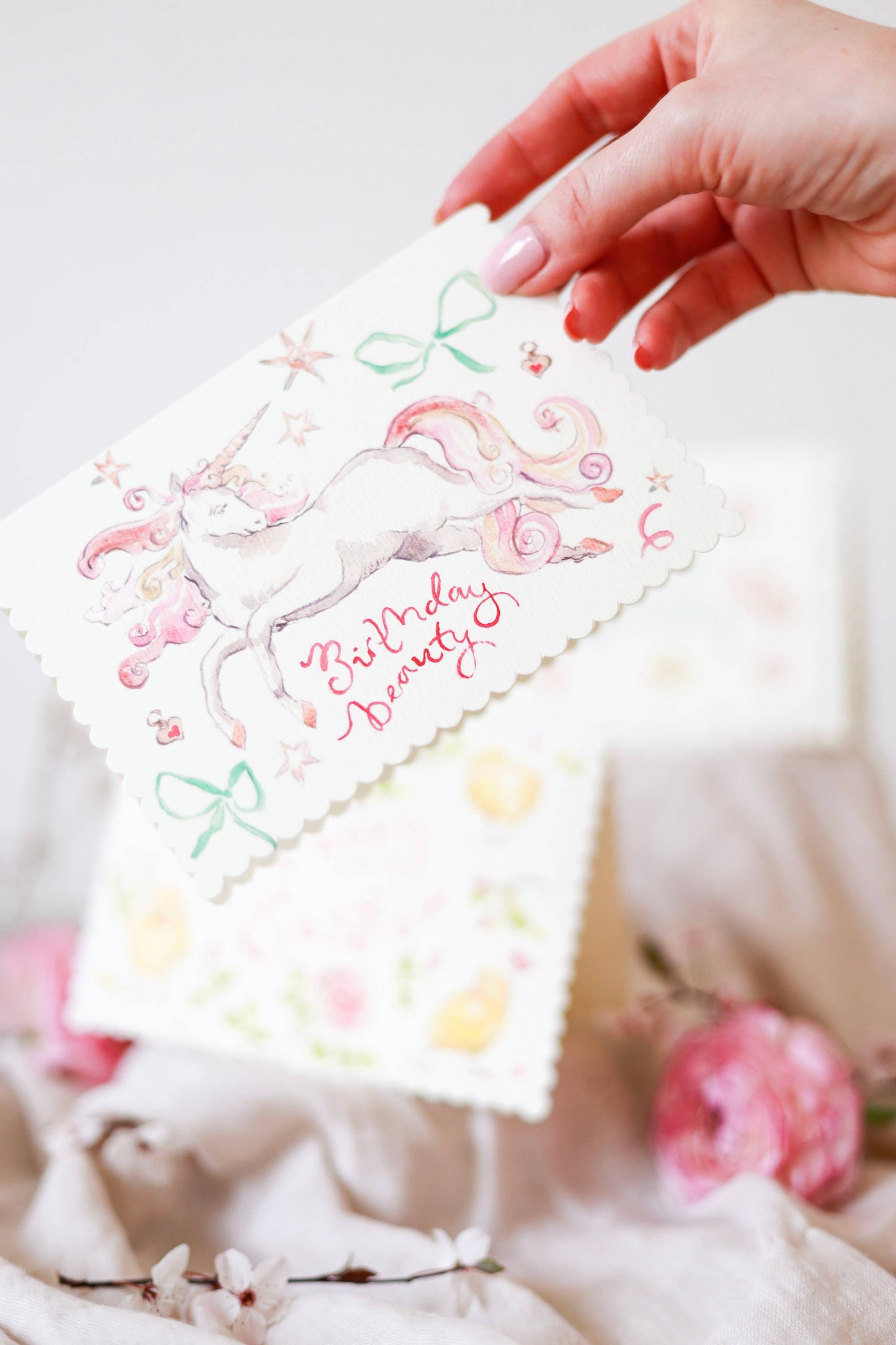 Birthday Beauty Unicorn Scalloped Edge Card