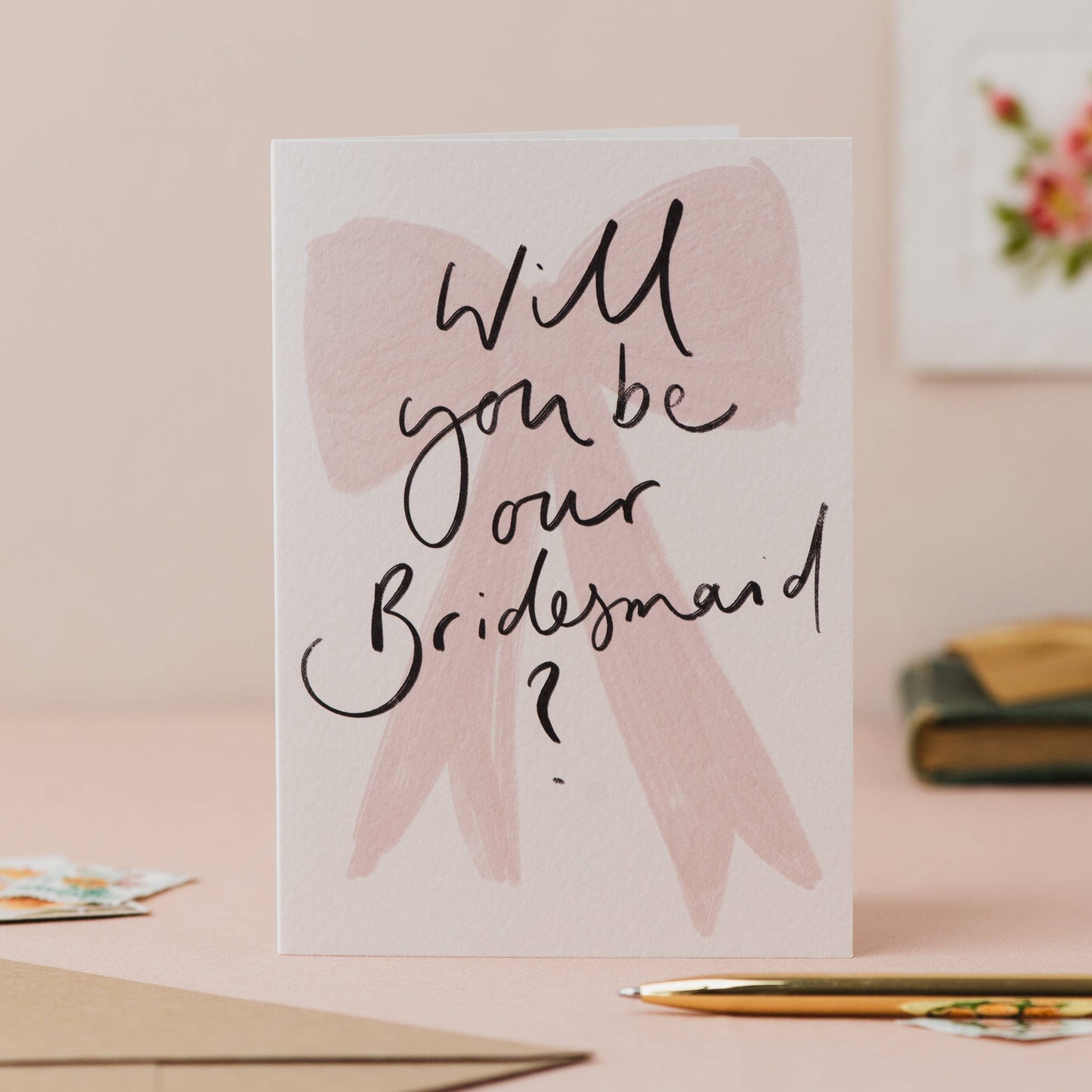 'Will you be our Bridesmaid?' Bow Handwriting Card