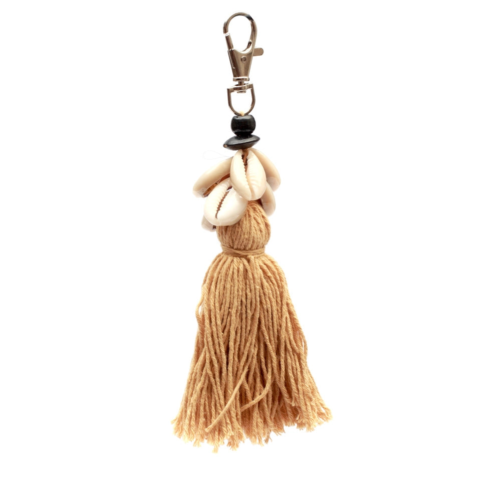 Mocca Cowrie Tassel Keychain