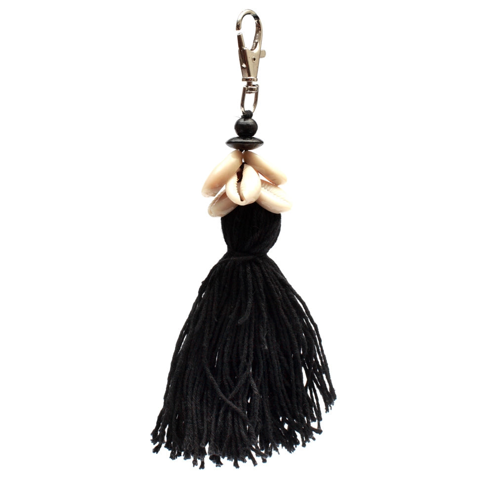 Black Cowrie Tassel Keychain