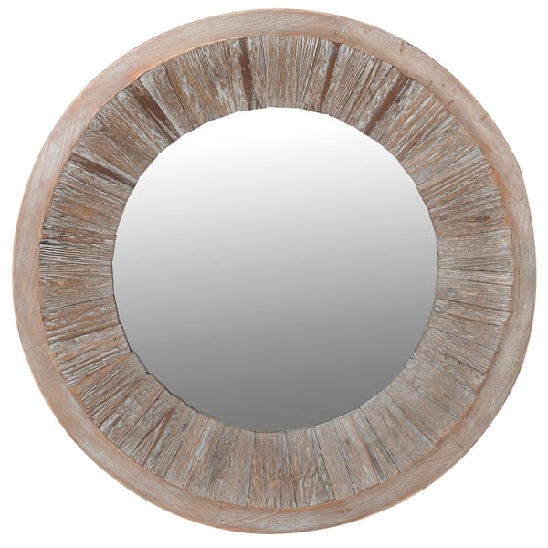 Round Wood Mirror