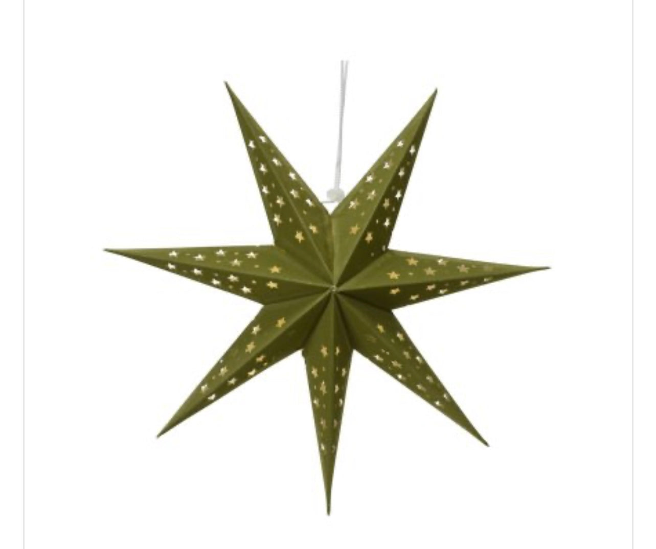 GREEN INDOOR LIGHT UP PAPER STAR DECO, 60CM