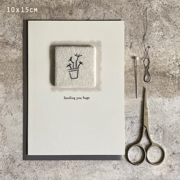 Sending hugs embroidered card