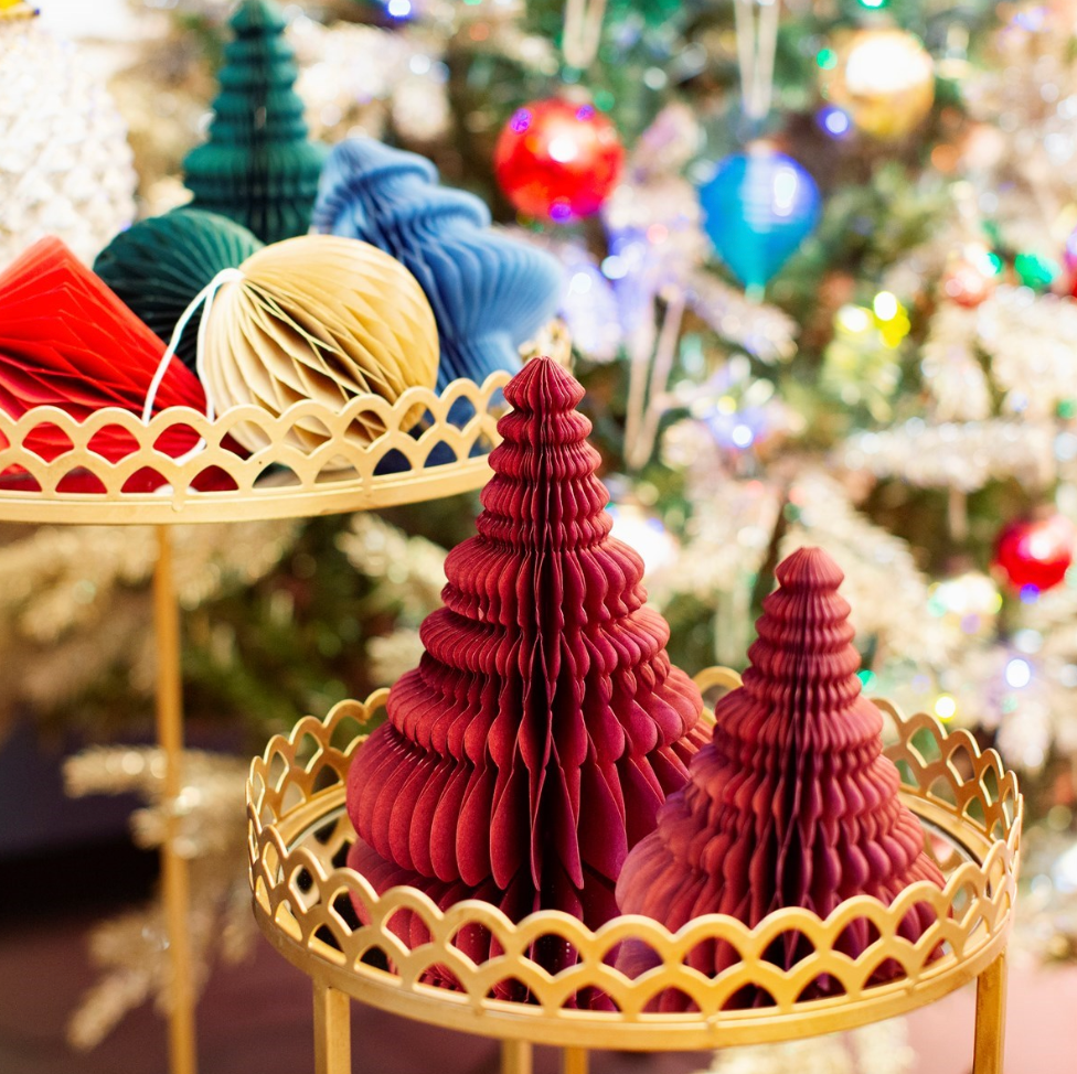 Crimson Honeycomb Set of 2 Paper Trees