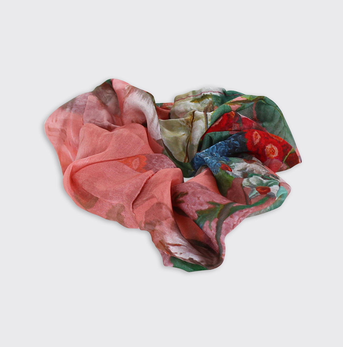 Pink Floral Scrunchie