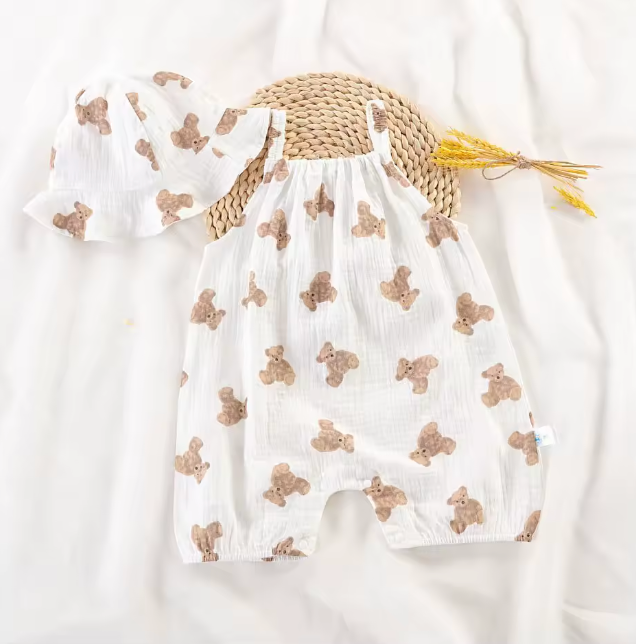 Summer Bear Romper with Hat