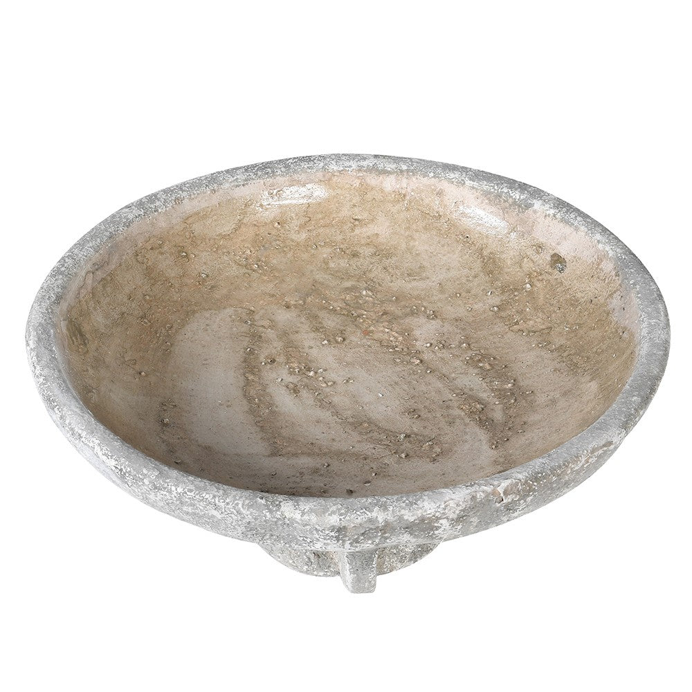 Distressed Footed Cement Bowl