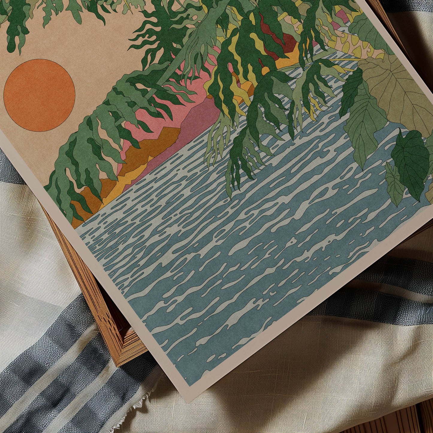 Orange Moon Art Print: Botanical Tropical Wall Art