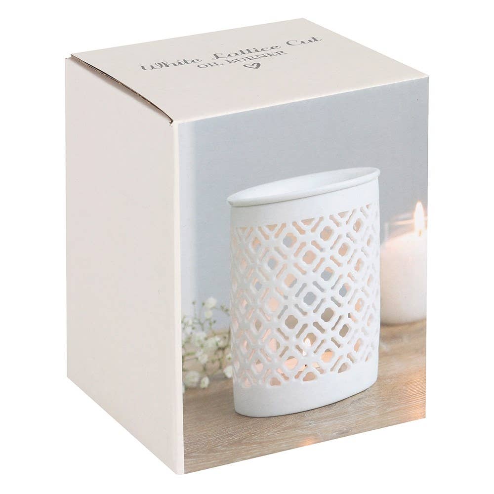 White Matte Cut Oil Burner and Wax Warmer