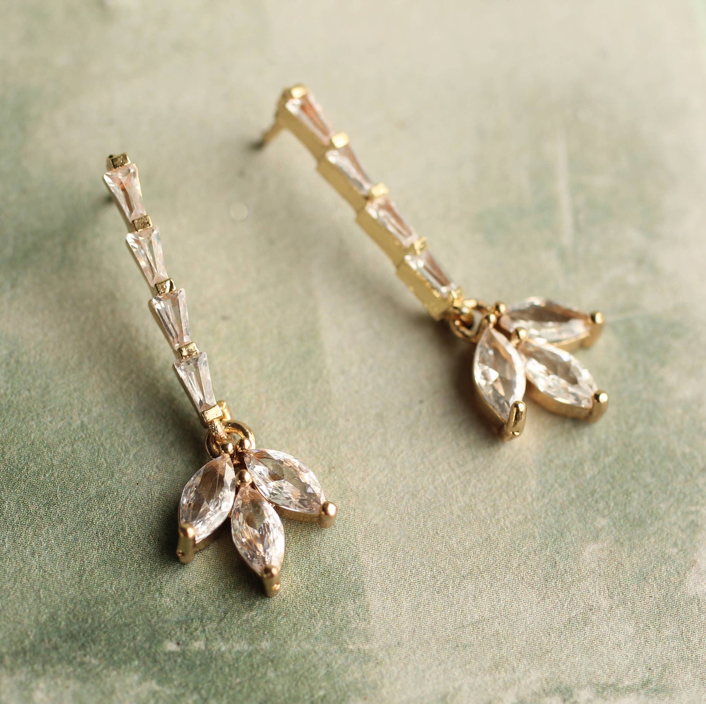 Crystal Petal Bridal Flower Earrings