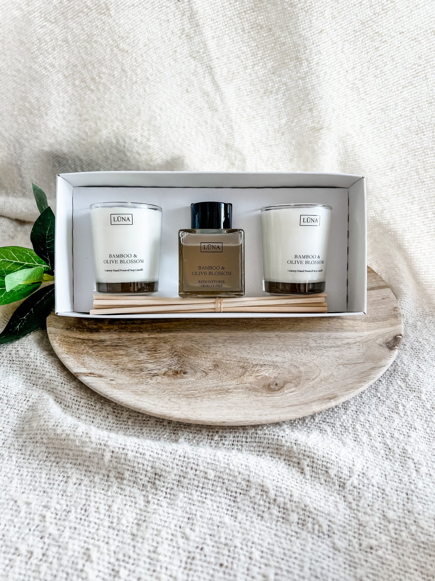 Bamboo and Olive Diffuser Set