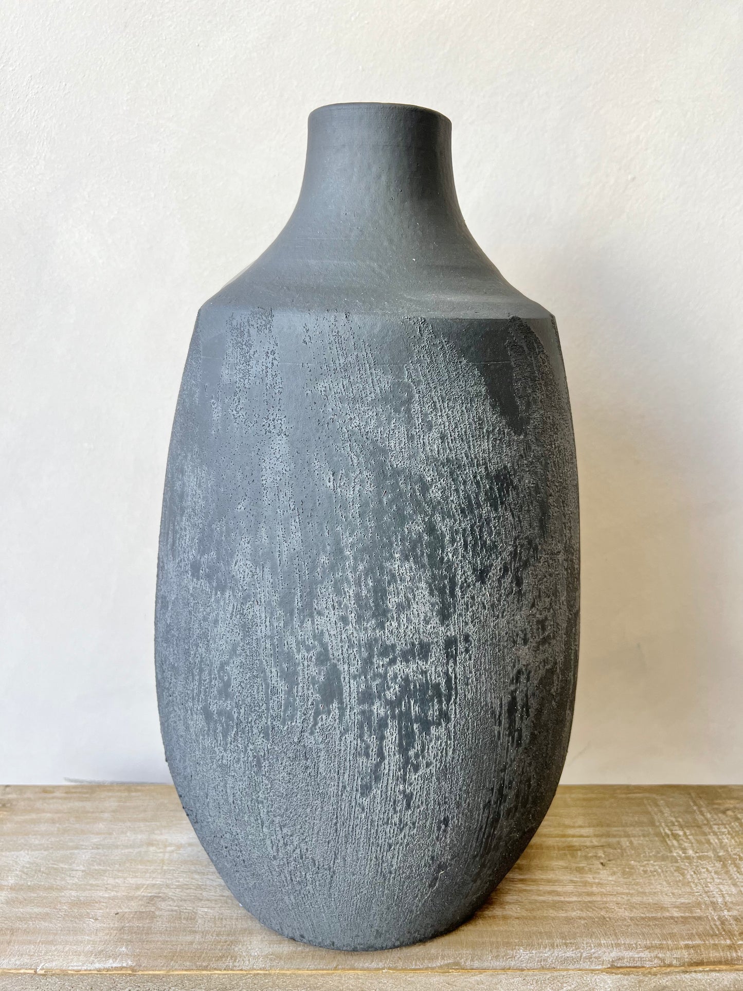 Large Black Distressed Vase