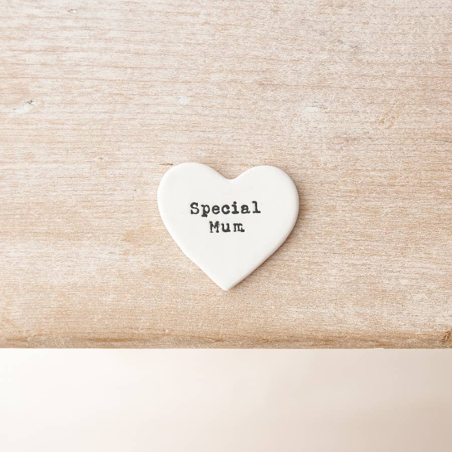 White Ceramic Heart "Special Mum" 4cm