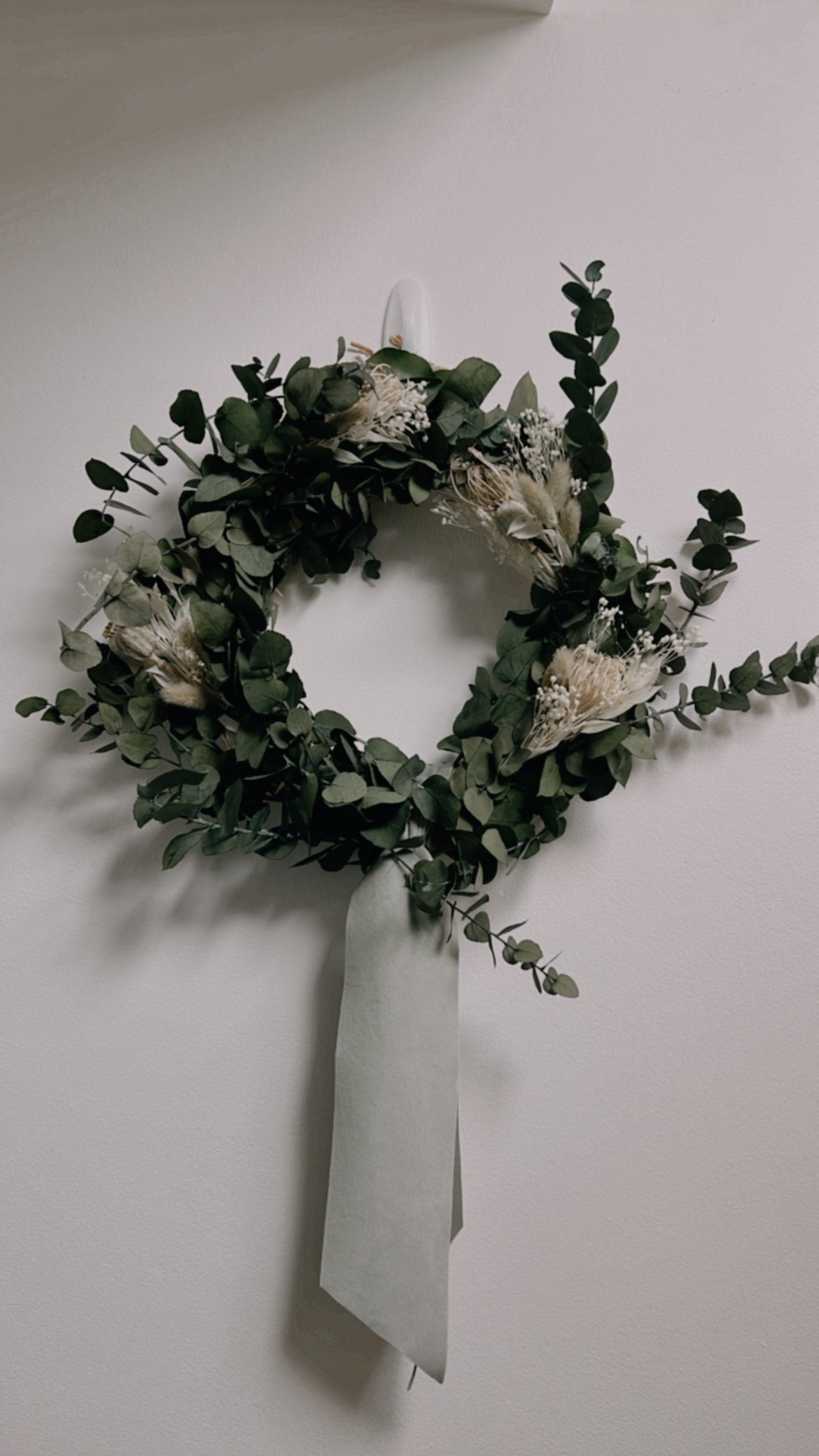 Eucalyptus Wreath with velvet ribbon in a colour of your choice