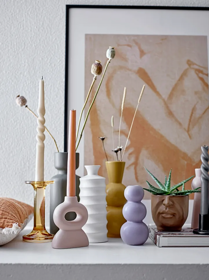 Luiss Pink Stoneware Candle Holder