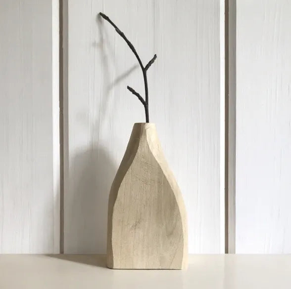 Hand Carved Wooden Vase