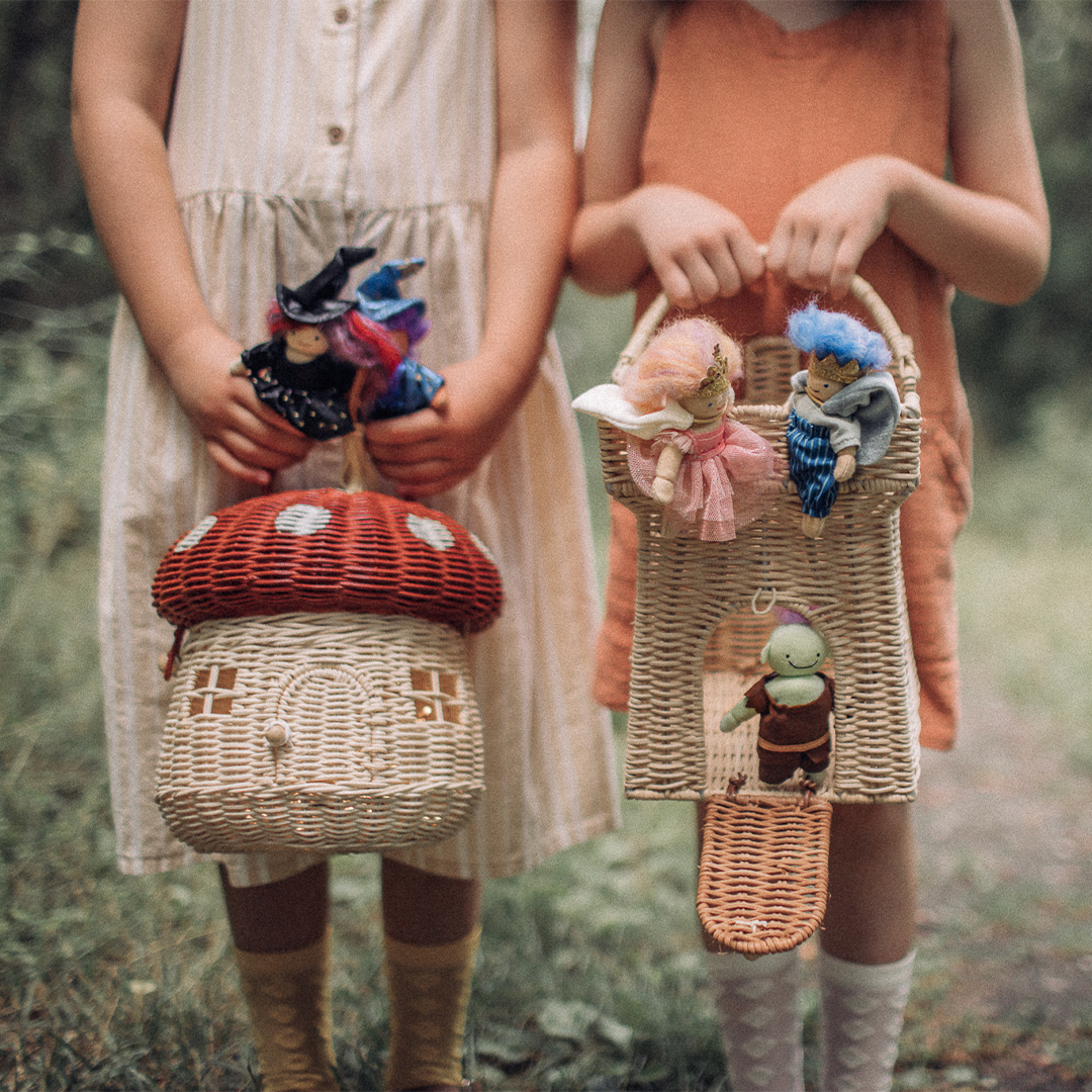 Red Rattan Mushroom Basket