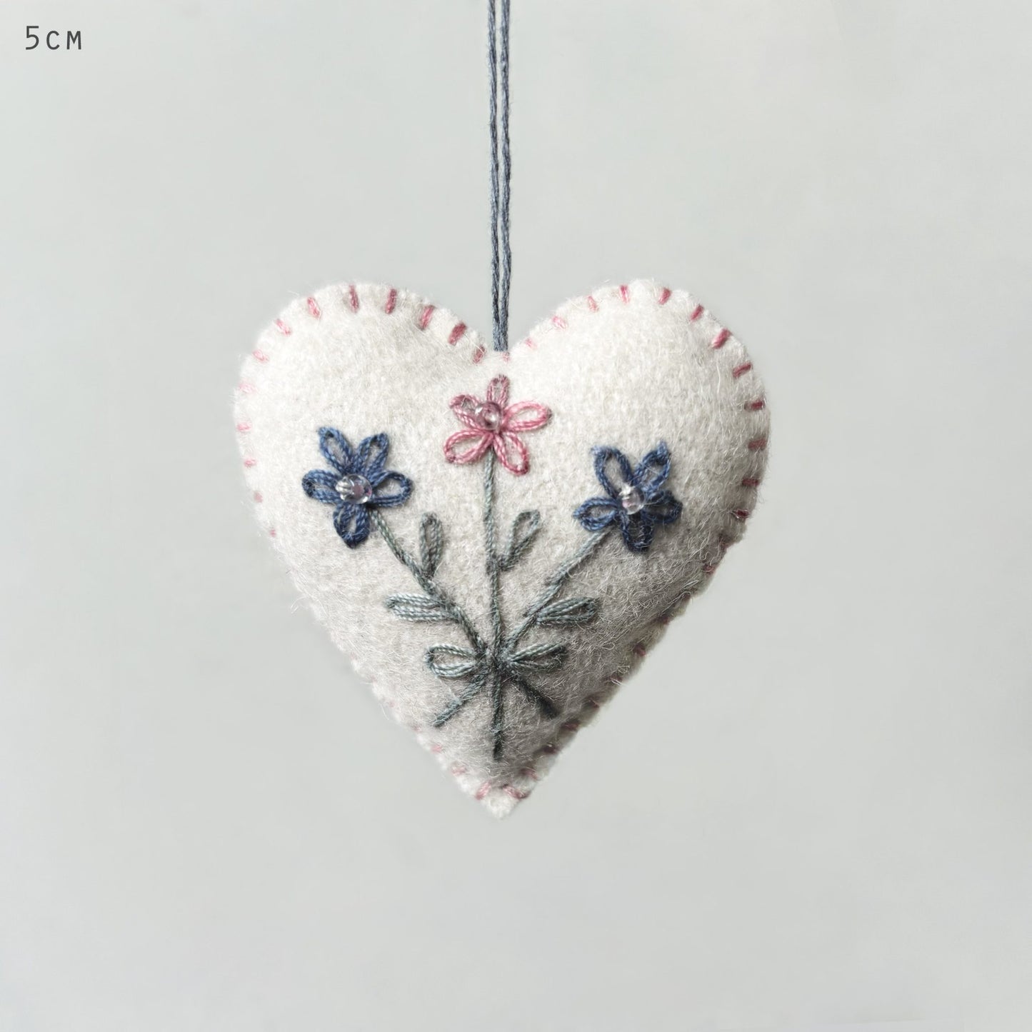 Cream Embroidered Floral Heart