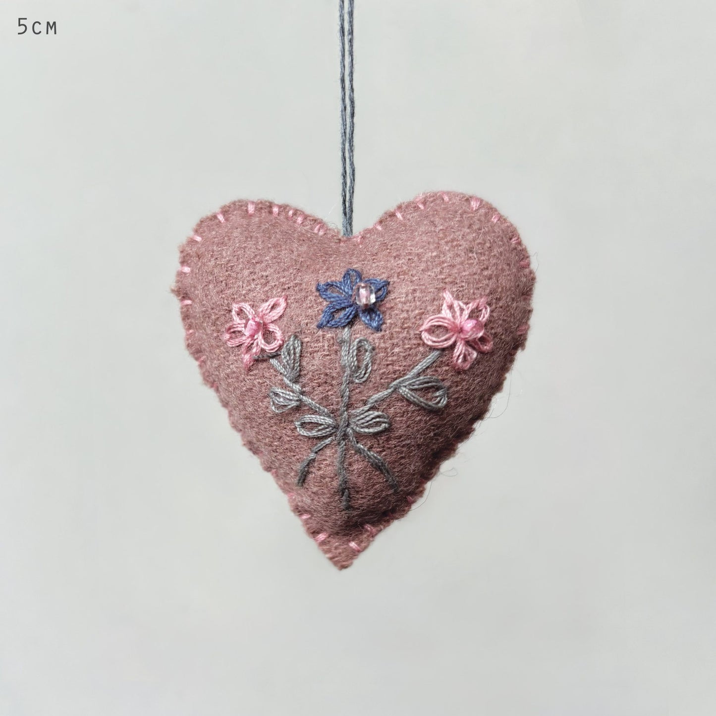 Pink Embroidered Floral Heart