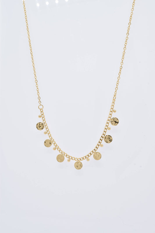 Gold Circle Hammered Necklace