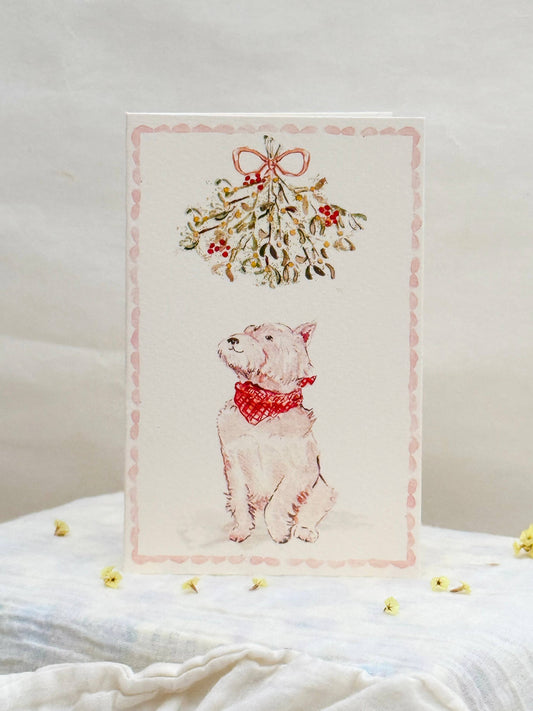 Westie Sweet Pup & Mistletoe Christmas Card