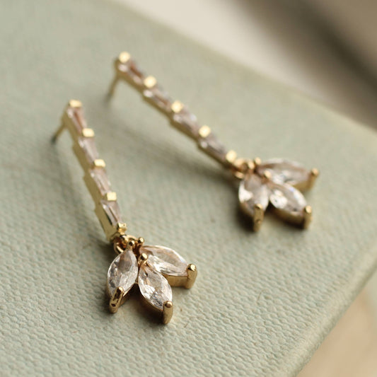 Crystal Petal Bridal Flower Earrings