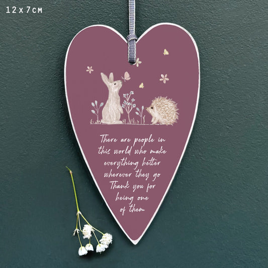 Rabbit & Hedgehog Meadow Friends Heart Tag
