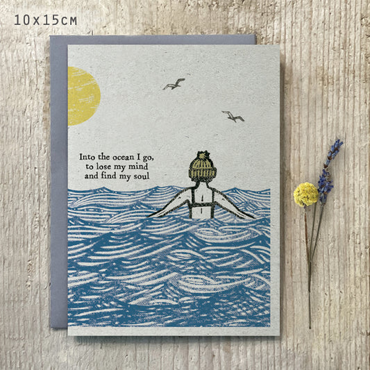 Into The Ocean I Go Swimmer Card