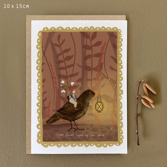 Good Friends Light Up The World Woodland Folk Card
