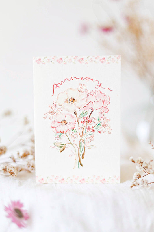 Anniversary Blooms Hand-Painted Anniversary Card