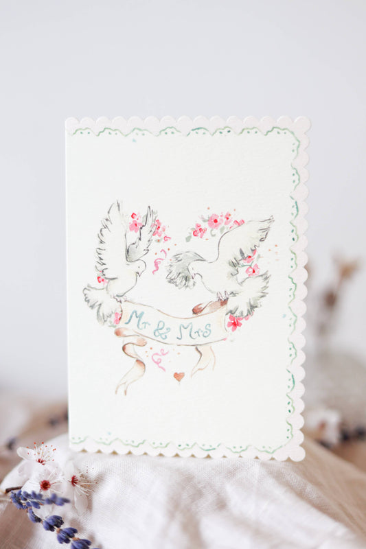 Mr & Mrs Scalloped Edge Card